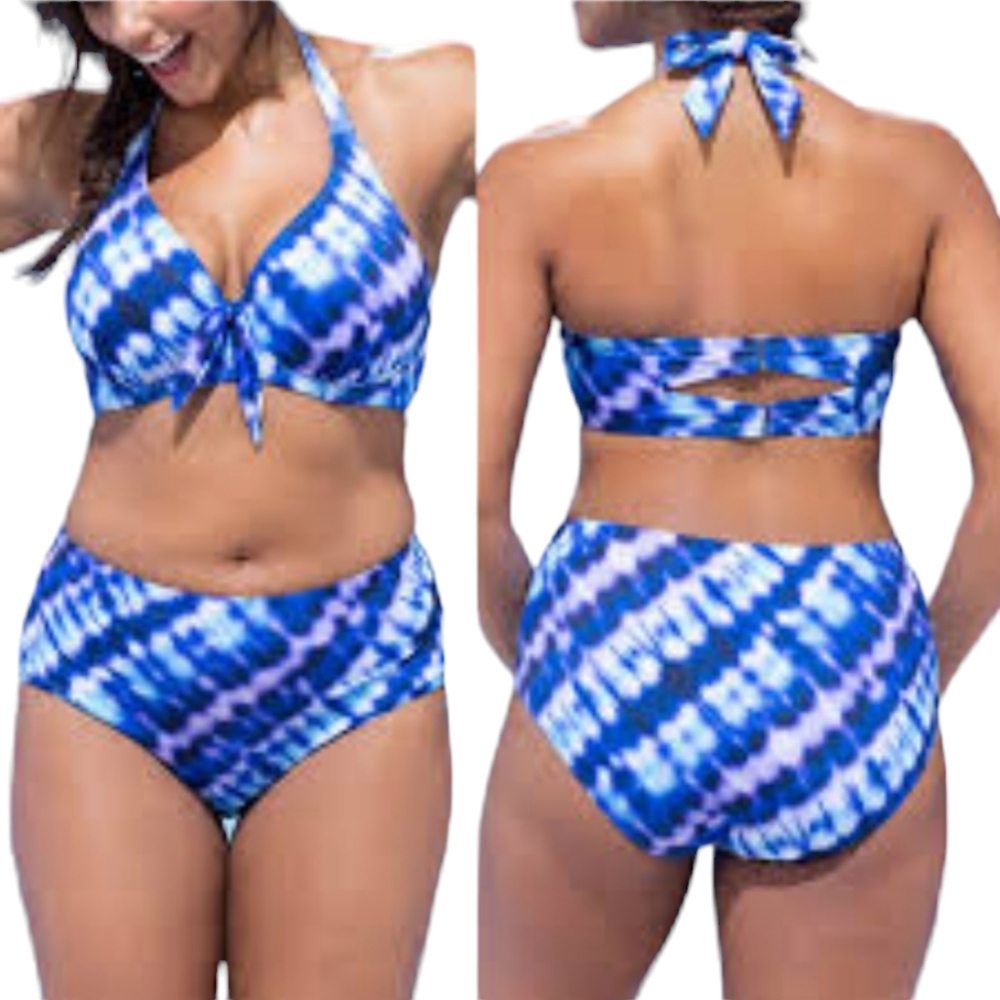 Multi Colored Swimsuits For All Bikini Halter Top Brief Bottoms Two Piece Set